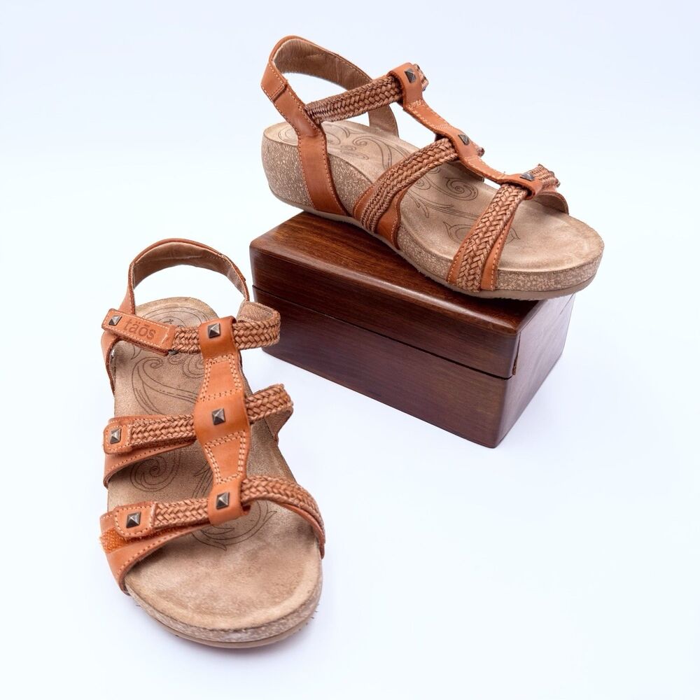 Taos Eleanor Burnt Orange Sandals Women EU 36 US 5 1/2 Hook & Loop